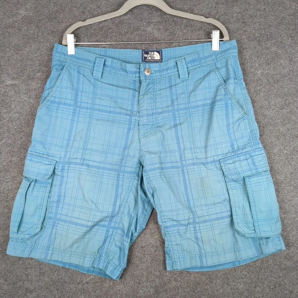 The North Face Cargo Shorts Plaid Blue Mens Size‎ 36 Regular California Heritage